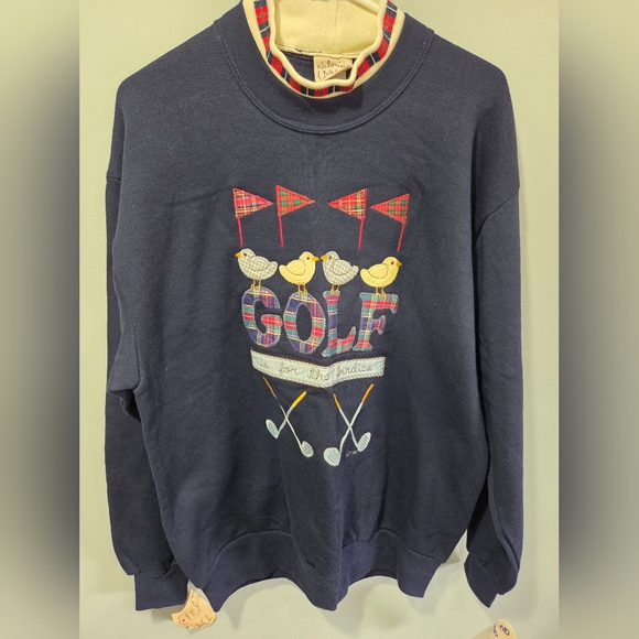 Jerzees Other - New With Tags 80s 90s Jerzees Golf Embroided "Birdies" Sweater Colorful Large